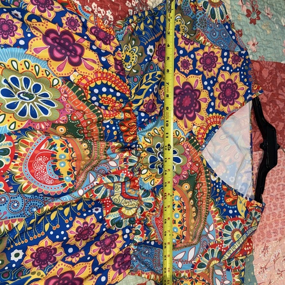 Red and Blue Puff Sleeve V-Neck Maxi Sundress - Picture 8 of 13